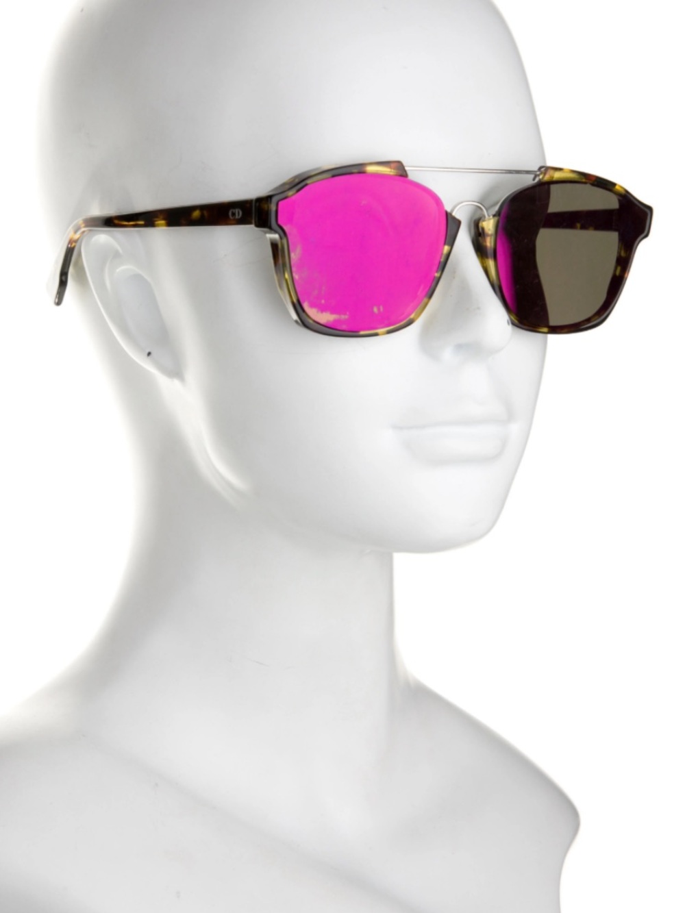 Dior Tortoiseshell Frame Sunglasses with Purple-Pink Mirrored Lenses